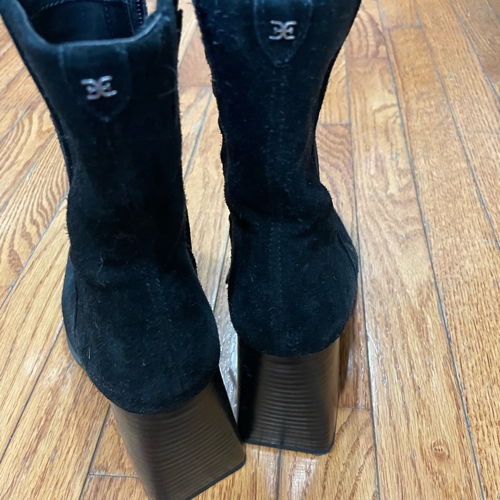Sam Edelman Square Toe Stack Heeel Black Booties … - image 4